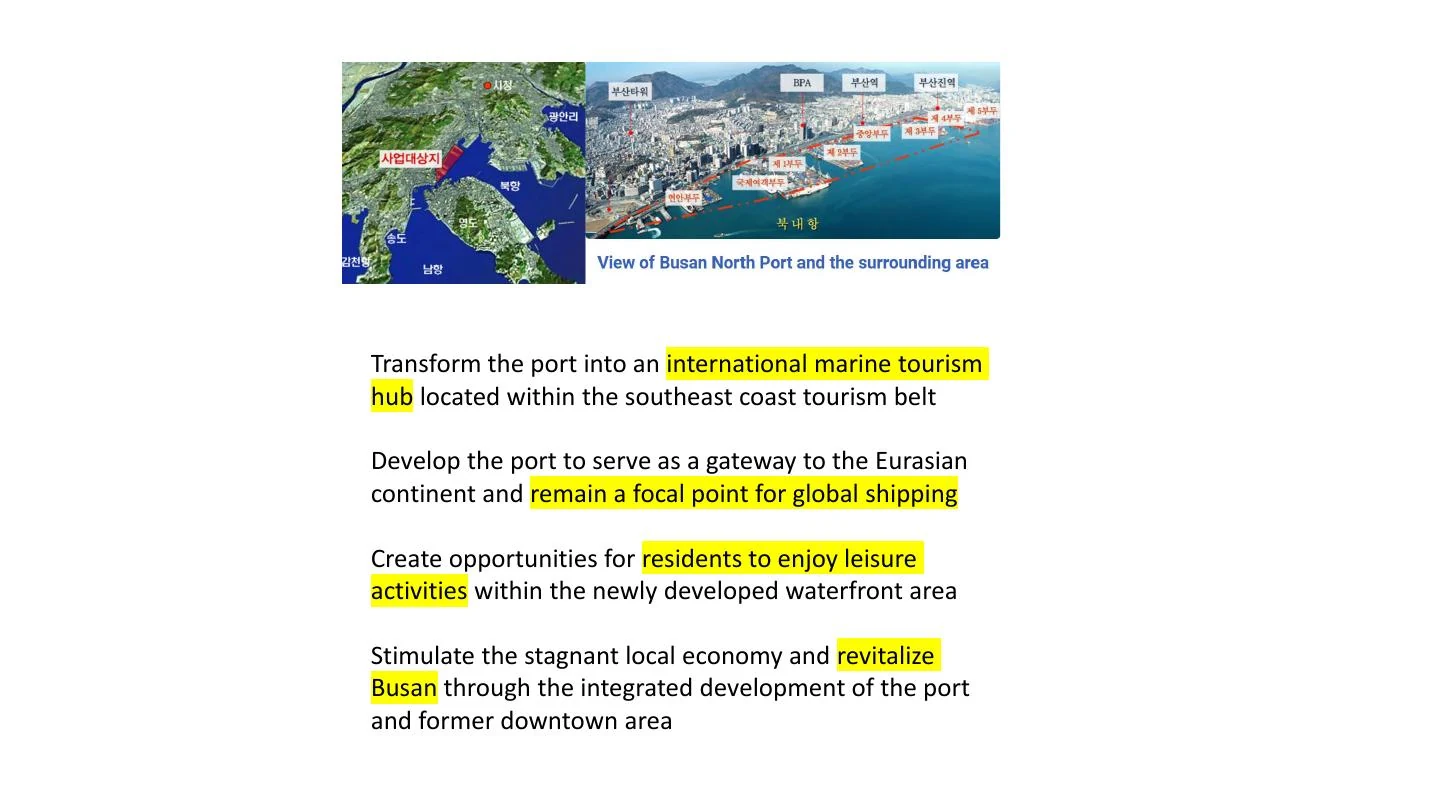 Slide 4: Port redevelopment and maritime opportunities. Read the slide text below.