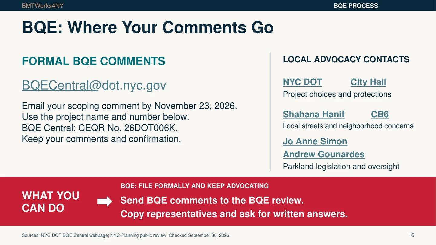 BQE: Where Your Comments Go